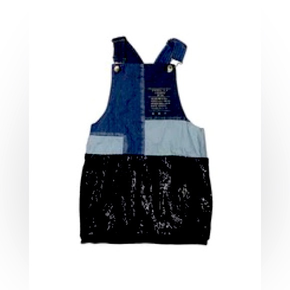 RARE Kids Diesel Overalls Dress Denim & Sequin - Picture 1 of 4